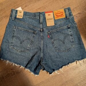 Levi's Frayed High-Rise Denim Shorts - Blue